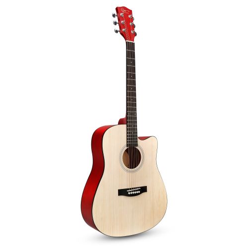  Hricane Acoustic Guitar 41 Full Size Cutaway Steel String Folk Guitar for Beginners, Adults with Gig Bag, Extra Strings and Polishing Cloth GU-2 (Cutaway)