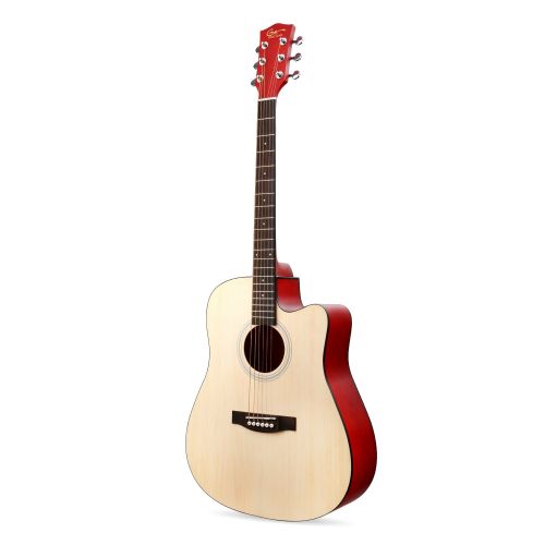  Hricane Acoustic Guitar 41 Full Size Cutaway Steel String Folk Guitar for Beginners, Adults with Gig Bag, Extra Strings and Polishing Cloth GU-2 (Cutaway)