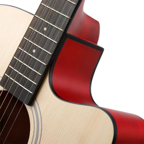  Hricane Acoustic Guitar 41 Full Size Cutaway Steel String Folk Guitar for Beginners, Adults with Gig Bag, Extra Strings and Polishing Cloth GU-2 (Cutaway)