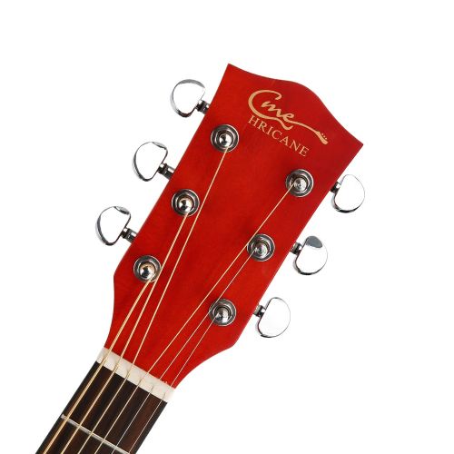  Hricane Acoustic Guitar 41 Full Size Cutaway Steel String Folk Guitar for Beginners, Adults with Gig Bag, Extra Strings and Polishing Cloth GU-2 (Cutaway)
