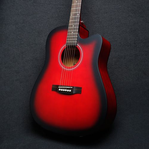  Hricane Acoustic Guitar 41 Full Size Cutaway Steel String Folk Guitar for Beginners, Adults with Gig Bag, Extra Strings and Polishing Cloth GU-2 (Cutaway)