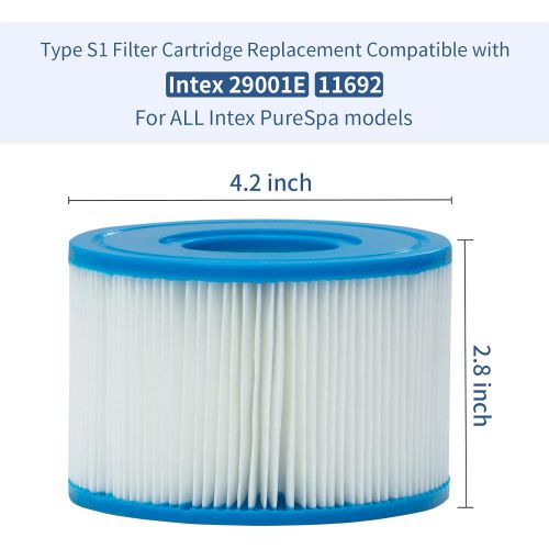  Hrozny Type S1 Pool Filter Cartridge Replacement for Intex Spa Hot Tub,S1 Filter for intex 29011E Pure spa Filters,8Pack