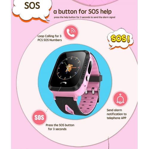  Hswt Kinder GPS Intelligente Uhr Standortverfolgung Aktivitats-Tracker SOS Geeignet Fuer Kinder Junge Madchen Bluetooth Wasserdicht Fitness-Uhr