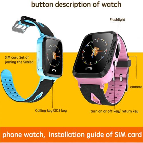  Hswt Kinder GPS Intelligente Uhr Standortverfolgung Aktivitats-Tracker SOS Geeignet Fuer Kinder Junge Madchen Bluetooth Wasserdicht Fitness-Uhr