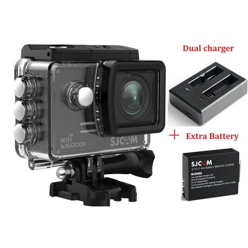  HuRoyal SJCAM SJ5000X Kits{Including Extra Battery,Dual Slot Charger} SJ5000X Elite WiFi 4K 24fps 2K30fps Gyro Sports DV 2.0 LCD NTK96660 Diving 30m Waterproof Action Camera (Black)