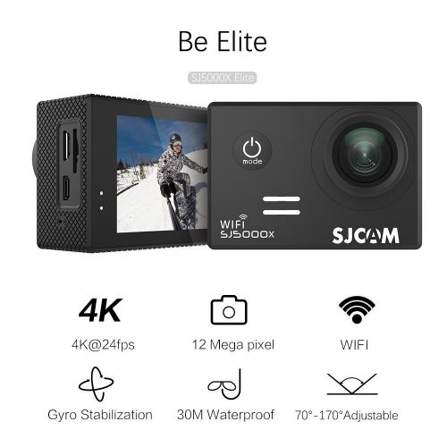  HuRoyal SJCAM SJ5000X Kits{Including Extra Battery,Dual Slot Charger} SJ5000X Elite WiFi 4K 24fps 2K30fps Gyro Sports DV 2.0 LCD NTK96660 Diving 30m Waterproof Action Camera (Black)