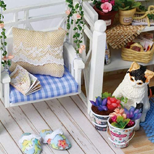  HuWang2 Elegant DIY Miniature Dollhouse Kit Model with Furnitures LED 3D Wooden Handmade Crafts House Birthday Gift for