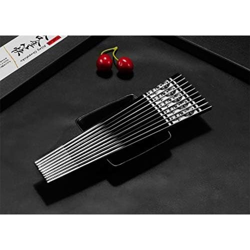  [아마존베스트]HuaLan Metal Alloy Chopsticks Stainless Steel Lightweight Chopsticks 5 Pairs Gift Set