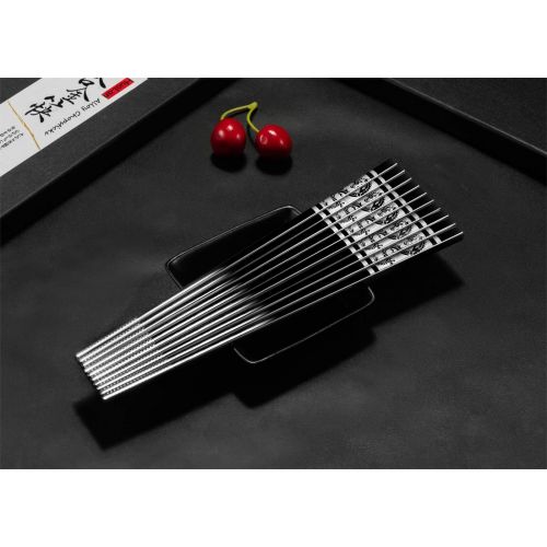  [아마존베스트]HuaLan Metal Alloy Chopsticks Stainless Steel Lightweight Chopsticks 5 Pairs Gift Set