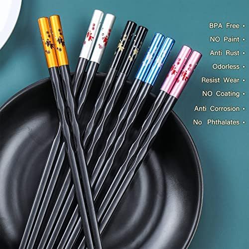  [아마존베스트]HuaLan Fiberglass Chopsticks Series - Japanese Non-slip Luxury Reusable Chopsticks 5 Pairs Gift Set