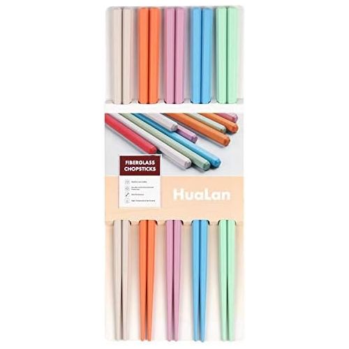  [아마존베스트]HuaLan Colorful Chopsticks Series - Reusable Non-slip Colorful Fiberglass Chopsticks 5 Pairs