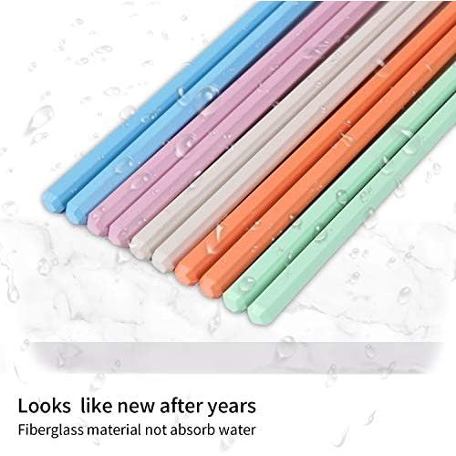  [아마존베스트]HuaLan Colorful Chopsticks Series - Reusable Non-slip Colorful Fiberglass Chopsticks 5 Pairs