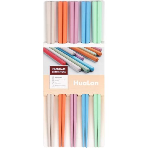  [아마존베스트]HuaLan Colorful Chopsticks Series - Reusable Non-slip Colorful Fiberglass Chopsticks 5 Pairs