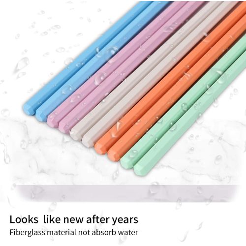  [아마존베스트]HuaLan Colorful Chopsticks Series - Reusable Non-slip Colorful Fiberglass Chopsticks 5 Pairs