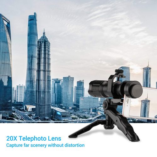  20x Telephoto Lens with Tripod, Huafly HD Phone Camera Lens Kit for iPhoneX 8, 7, 6, 6s Plus Samsung Galaxy, Android and Most Smartphones