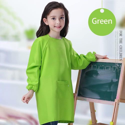  [아마존베스트]HuaHui Kids Art Smock Painting Apron with Pocket for School Art Class Long Sleeves Full Coverage Waterproof