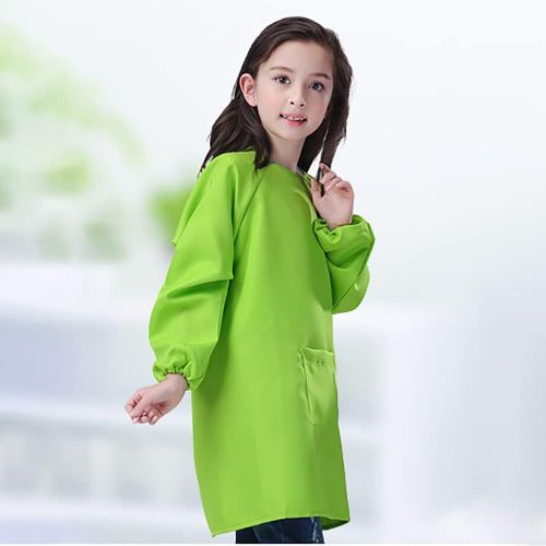  [아마존베스트]HuaHui Kids Art Smock Painting Apron with Pocket for School Art Class Long Sleeves Full Coverage Waterproof