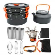 HuaiGuang Outdoor Camping Set for Hiking, Camping, Fishing, Travel Portable Cookware Combination Wild Pot Set Teapot