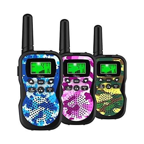  [아마존베스트]Huaker Kids Walkie Talkies,3 Pack 22 Channels 2 Way Radio Toy with Flashlight and LCD Screen,3 Miles Range Walkie Talkies for Kids Outside Adventures, Camping, Hiking