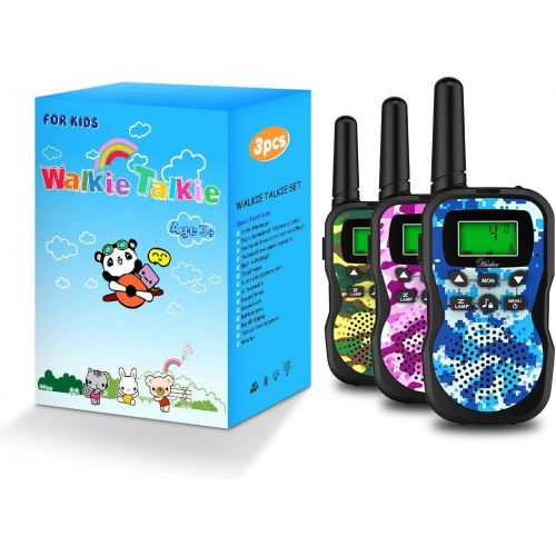  [아마존베스트]Huaker Kids Walkie Talkies,3 Pack 22 Channels 2 Way Radio Toy with Flashlight and LCD Screen,3 Miles Range Walkie Talkies for Kids Outside Adventures, Camping, Hiking