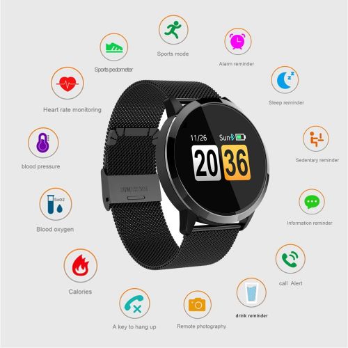  Huangchao Inc Fitness Tracker, Smart Watch 4 Sports Mode, Heart Rate Monitor IP67 Waterproof Activity Tracker, Sleep & Blood Pressure Monitor, Calorie/Step Counter Smart Wristband