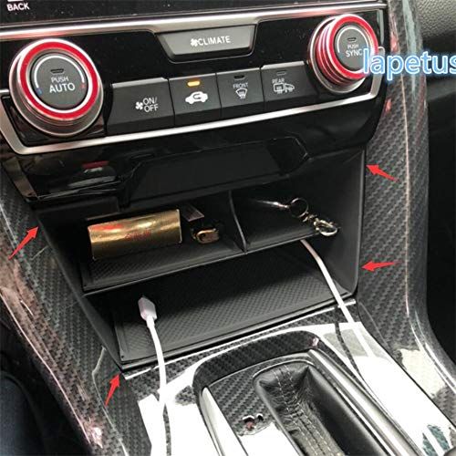  Huanlovely Front Center Control Storage Container Multi-Grid Box Decoration Frame Cover Fit for Honda Civic 2016 2017 2018 Sedan
