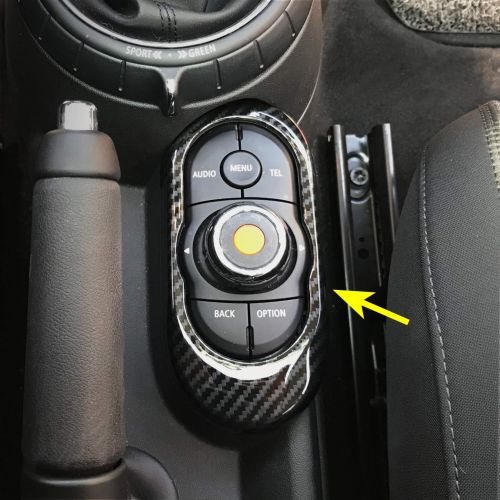  Huanlovely: for Mini F55 F56 F57 2015-2018 Carbon Fiber Dashboard Media Audio Adjust Switch Cover Surrounds Interior Trims Hatch Convertible