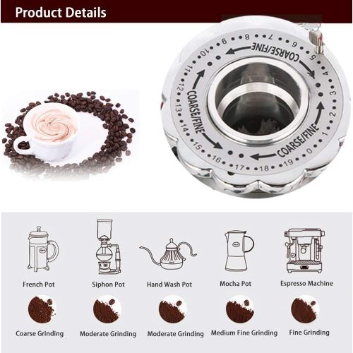  Huanyu Electric Coffee Grinder 1000G Commercial&Home Grinding Machine for Beans Nuts Spice Burr Grinder 200W Professional Miller 19 Fine - Coarse Grind Size Settings Stainless Stee