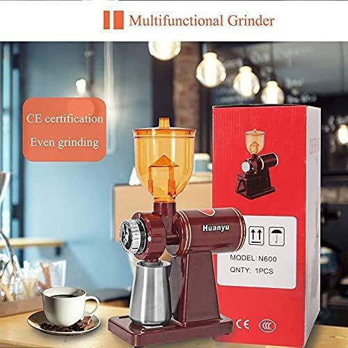  Huanyu Electric Coffee Bean Grinder 250G 200W Commercial&Home Milling Grinding Machine for Beans Nuts Spice Burr Grinder Professional Miller 8 Gear Grinding Accuracy 110V