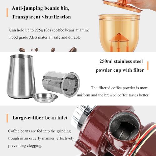  [아마존베스트]Huanyu Electric Coffee Bean Grinder 250G Commercial&Home Milling Machine 200W Grinding Machine for Beans Nuts Spice Automatic Burr Grinder Professional Miller 8 Fine - Coarse Grind