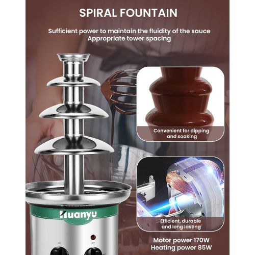  [아마존베스트]Huanyu Stainless Steel Chocolate Fondue Fountain Small 4-tier Tower Altitude 45cm for Celebration/Wedding/Birthday/Christmas (110V) (110V)