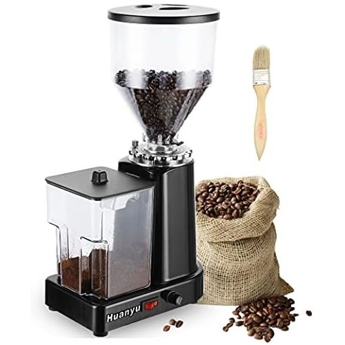  Huanyu Coffee Grinder Electric Flat Burr Grinding Machine Automatic Mill 35oz Coffee Bean Grinder with 19 Adjustable Grind Settings 36 Cups Professional Espresso Miller 200W Cleani