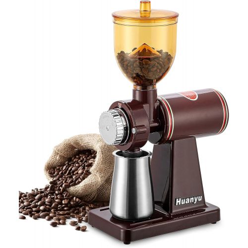  [아마존베스트]Huanyu Electric Coffee Bean Grinder 250G Commercial&Home Milling Machine 200W Grinding Machine for Beans Nuts Spice Automatic Burr Grinder Professional Miller 8 Fine - Coarse Grind