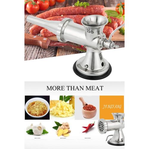  Huanyu Meat Grinder & Sausage Stuffer Stainless Steel Manual Meat Grinder Sausage Filler Filling Machine for Pork, Beef, Fish, Chicken Rack, Pepper, Mushrooms, Long Beans, ect. (Ap