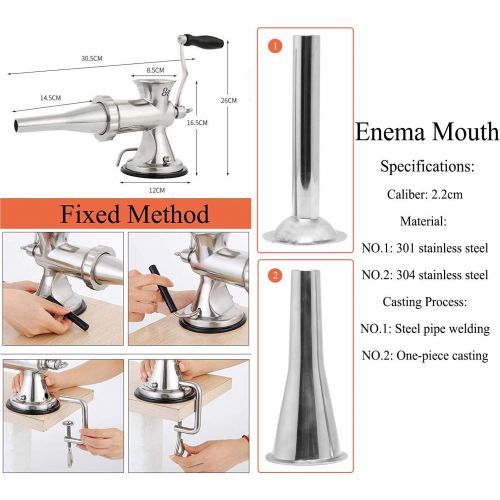  Huanyu Meat Grinder & Sausage Stuffer Stainless Steel Manual Meat Grinder Sausage Filler Filling Machine for Pork, Beef, Fish, Chicken Rack, Pepper, Mushrooms, Long Beans, ect. (Ap