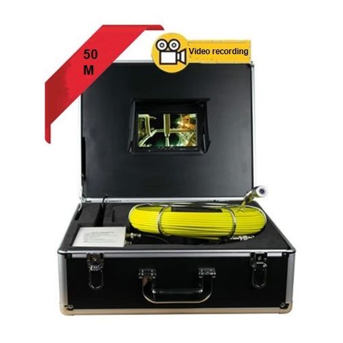  Huanyu 50m fiberglass rod cable pipe camera underwater camera Cave Detector inspection camera Drain Pipe Inspection Color Camera System with Video Recording System