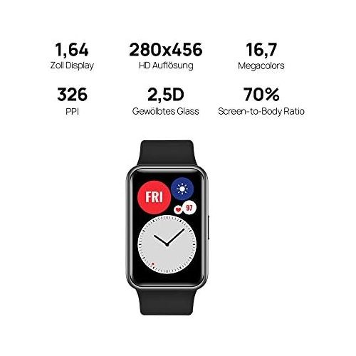 화웨이 [아마존베스트]HUAWEI Watch Fit Smartwatch (42 mm AMOLED Display, Heart Rate Monitor, 5ATM Waterproof, GPS)