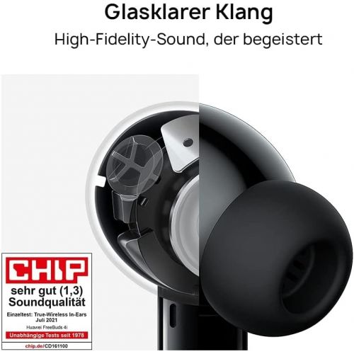 화웨이 [아마존베스트]HUAWEI FreeBuds 4i Kabellose In-Ear-Bluetooth-Kopfhoerer mit aktiver Gerauschunterdrueckung, schnellem Aufladen, langer Akkulaufzeit, Carbon Schwarz, Garantieverlangerung auf 30 Mona