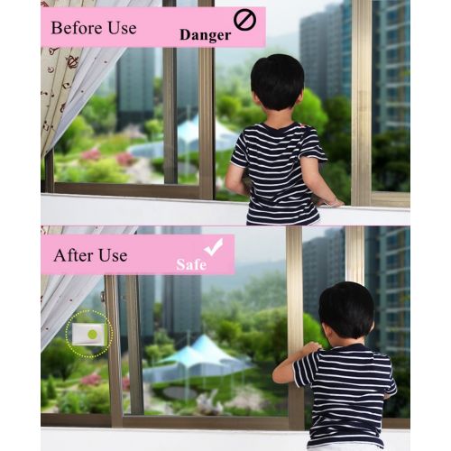  Huayoung Pack of 3 Baby Safety Sliding Window & Door Safety Locks Home Cabinet Safety Locks (3, Green)