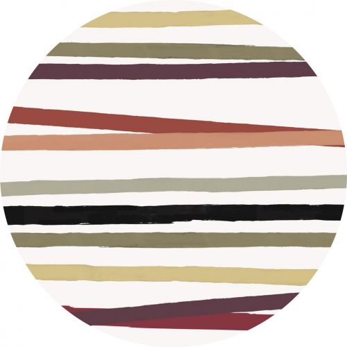  Huddleson Cinta Striped Pure Linen Tablecloth, Multicolor, 120 Round