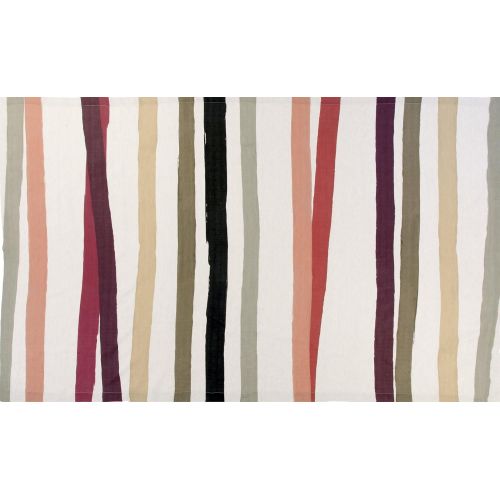  Huddleson Cinta Striped Pure Linen Tablecloth, Multicolor, 120 Round
