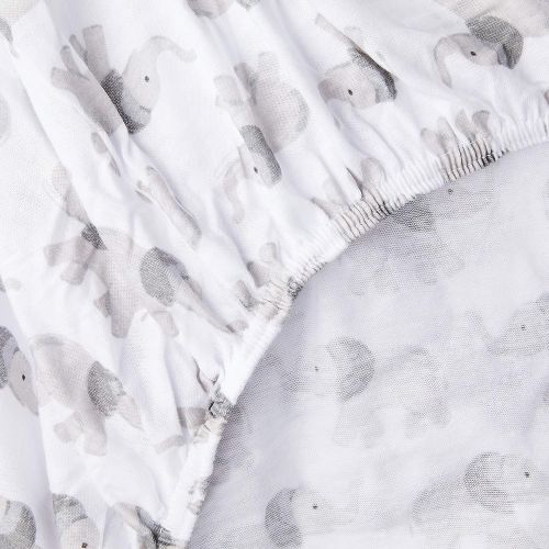  Hudson Baby Unisex Baby Cotton Fitted Crib Sheet, Gray Elephant, One Size