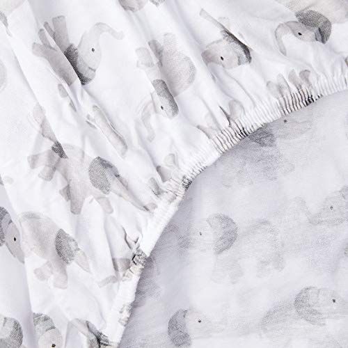  Hudson Baby Unisex Baby Cotton Fitted Crib Sheet, Gray Elephant, One Size