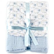 Hudson Baby Unisex Baby Cotton Muslin Swaddle Blankets, Blue Sheep 2-Pack, One Size