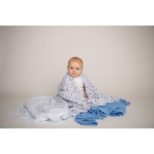  Hudson Baby Unisex Baby Cotton Muslin Swaddle Blankets, Blue Sheep 2-Pack, One Size