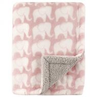 Hudson Baby Unisex Baby Plush Blanket with Sherpa Back, Pink Elephant, One Size