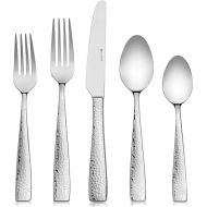 Hudson Essentials 60-Piece Hammered 18/10 Stainless Steel Silverware Cutlery Set, Flatware Service for 12