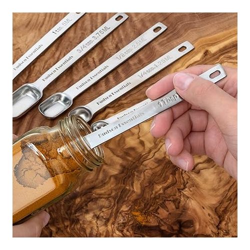  Hudson Essentials Stainless Steel Measuring Spoons Set for Dry or Liquid - Fits in Spice Jars - Set of 7