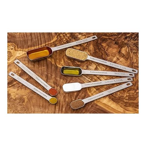  Hudson Essentials Stainless Steel Measuring Spoons Set for Dry or Liquid - Fits in Spice Jars - Set of 7