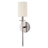 Hudson Valley Lighting Amherst 1-Light Wall Sconce - Polished Nickel Finish with Off White Faux Silk Shade